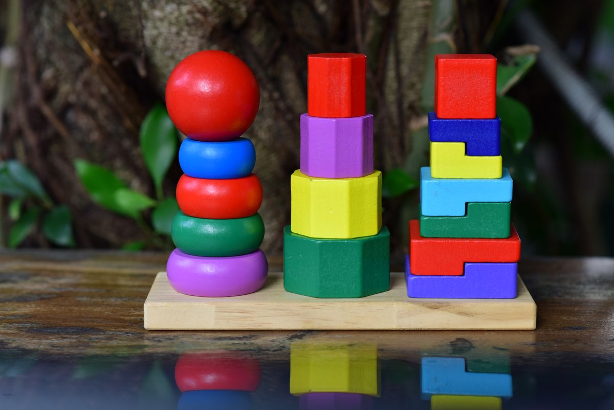 Colorful wooden stacking toy set