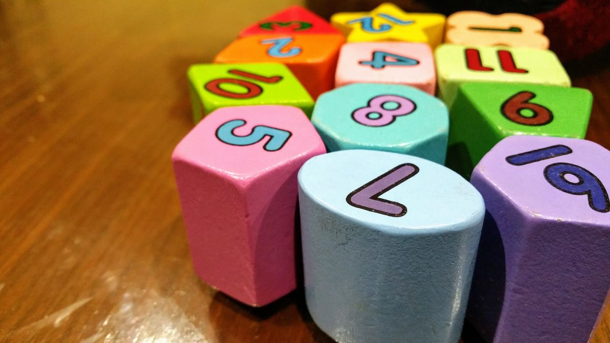 Colorful wooden number blocks